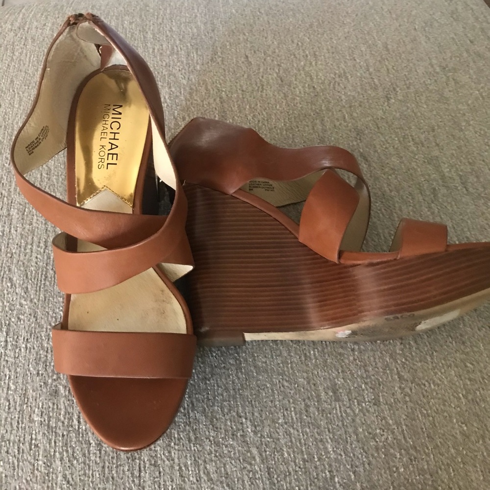 Tan Michael Kors wedge sandal